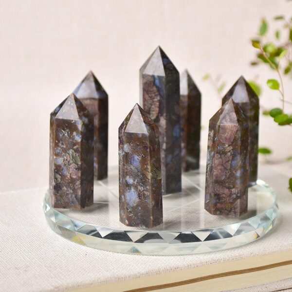 1set Seven Star Plate Natural Crystal Point Healing Stone Chakra Reiki Energy Stone Magic Obelisk 12cm Pedestal Home Decor - Avsso