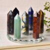 1set Seven Star Plate Natural Crystal Point Healing Stone Chakra Reiki Energy Stone Magic Obelisk 12cm Pedestal Home Decor - Avsso