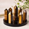 1set Seven Star Plate Natural Crystal Point Healing Stone Chakra Reiki Energy Stone Magic Obelisk 12cm Pedestal Home Decor - Avsso