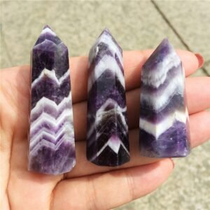 Crystal Healing~3pc Natural  fantasy Amethyst Crystal Wands Healing Crystal Obelisk Polished Points 6 Faceted Reiki Chakra Stone