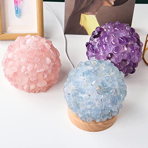 Amethyst Crystals Natural Healing Crystal Lamp Amethyst Rose Quartz Gravels Night Light USB Table Bedroom Lamps Lighting Reiki Home Deco
