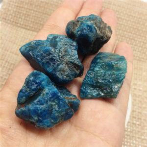 Crystal Healing~4pcs Natural  Raw Blue Apatite Rough Stones Crystal gravel Minerals and Stones Rough Gemstone Specimen