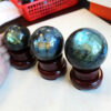 50-70mm Rare Natural Labradorite Sphere Rock Meditation Healing Reiki Quartz Crystal Ball Home Decor With Base - Decorative Balls/snow Globe