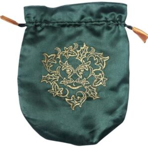 Enchanted Jewelry Green Satin Green Man Tarot / Rune Bag