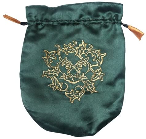 Enchanted Jewelry Green Satin Green Man Tarot / Rune Bag