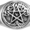 Sterling Silver Pagan Tree Pentacle Pentagram Ring (Size 5-12)
