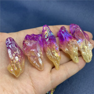 Crystal Healing~5Pcs Beautiful Colorful Electroplating crystal original stone natural crystal ore specimen stone ornaments pendant DIY as gift