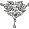 Sterling Silver Heart Pentacle Necklace with Natural Rainbow Moonstone
