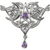 Sterling Silver Heart Pentacle Necklace with Natural Amethyst Jewelry