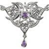 Sterling Silver Heart Pentacle Necklace with Natural Amethyst Jewelry