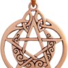 Copper Crescent Moon Pentacle with Circle Pentagram Pendant