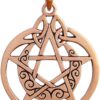 Copper Crescent Moon Pentacle with Circle Pentagram Pendant
