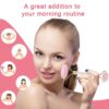 Jade Roller for Face and Gua Sha Scraping Massager Set - 100% Natural Rose Quartz Facial Roller for Eye Neck Skin Anti Aging Healing Slimming Tool（Pink）