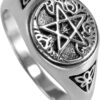 Sterling Silver Pagan Tree Pentacle Pentagram Ring (Size 5-12)