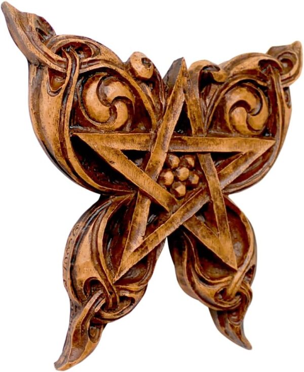 Butterfly Pentacle Wall Plaque Wood Finish