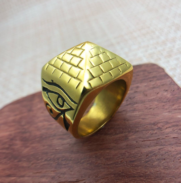 Men' Punk Egyptian Pyramid Ring Fashion Hip hop Jewelry The Eye of Horus Rings