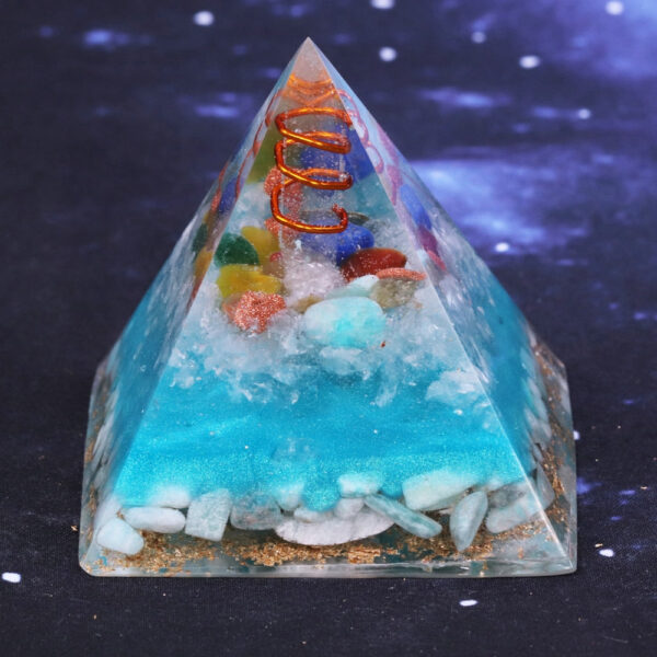Reiki Pyramid~7 Chakra Crystal Orgone Pyramid Tree Of Life Amazonite Resin Jewelry Decoration Faith Creativity Pyramid Energy Generator