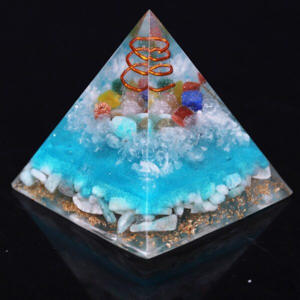 Reiki Pyramid~7 Chakra Crystal Orgone Pyramid Tree Of Life Amazonite Resin Jewelry Decoration Faith Creativity Pyramid Energy Generator