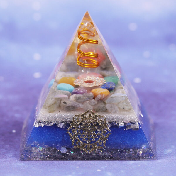 Reiki Pyramid~7 Chakra Crystal Stones Orgone Pyramid Generator Energy Accumulator Orgonite Reiki Pyramid For Positive