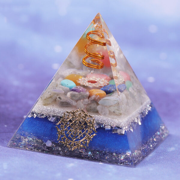 Reiki Pyramid~7 Chakra Crystal Stones Orgone Pyramid Generator Energy Accumulator Orgonite Reiki Pyramid For Positive