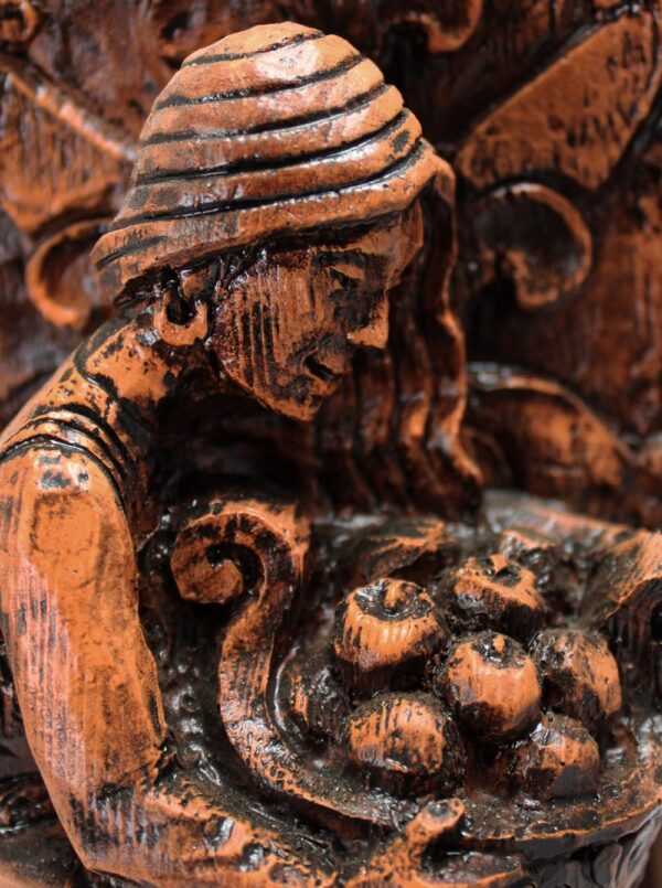 Seated Norse Goddess Idunna Statue Wood Finish