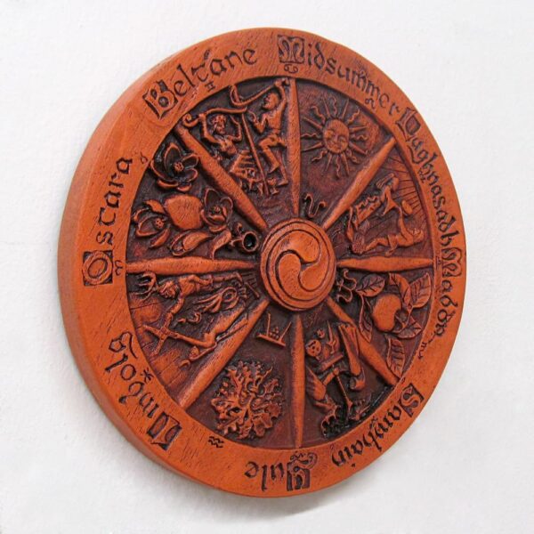 Small Wheel of The Year Plaque Wood Finish