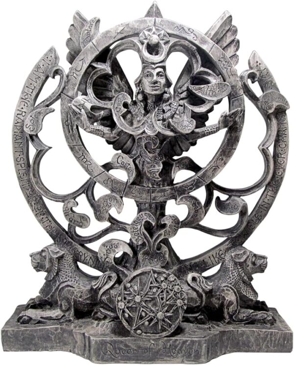 Queen of Heaven Statue Goddess Astarte Astrolabe Statue - Stone Finish