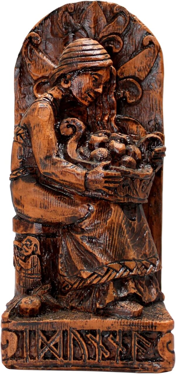Seated Norse Goddess Idunna Statue Wood Finish