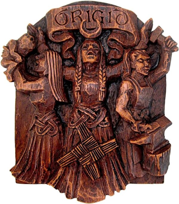 Celtic Goddess Brigid Brigit Wall Plaque Wood Finish