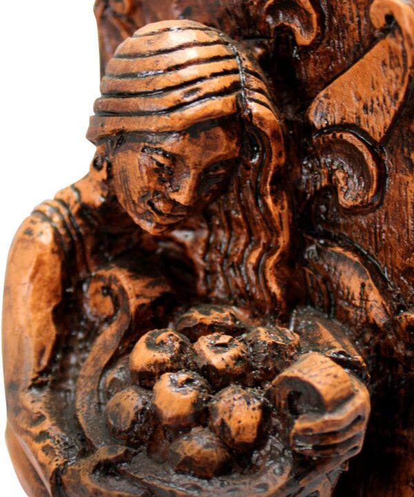 Seated Norse Goddess Idunna Statue Wood Finish