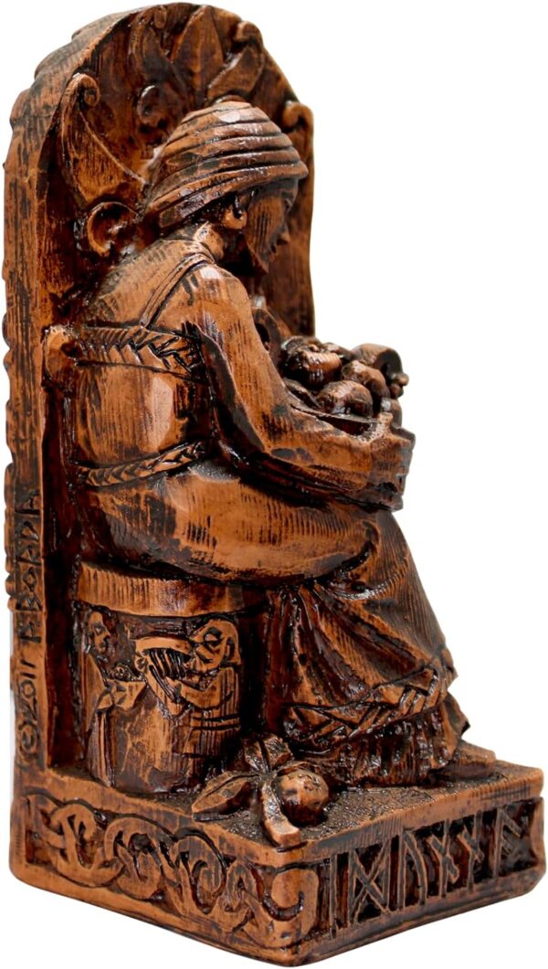 Seated Norse Goddess Idunna Statue Wood Finish