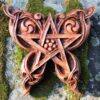 Butterfly Pentacle Wall Plaque Wood Finish