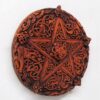 Celtic Knotwork Pentacle Plaque Wood Finish Brown