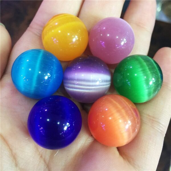 Crystal Healing~7pcs Beautiful  Cat Eye Crystal colorful ball multi-color Seven star array home decoration ball 20mm