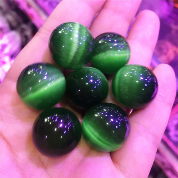 Crystal Healing~7pcs Beautiful  Cat Eye Crystal green ball multi-color Seven star array home decoration 20mm