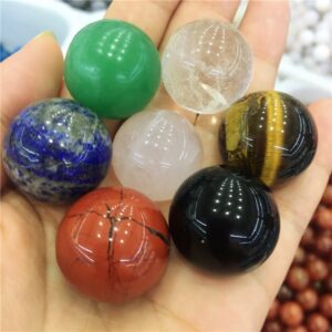 Crystal Healing~7pcs Natural  crystal ball healing crystals ball rose crystal  lapis lazuli tiger eye White Crystal obsidian Red jasper