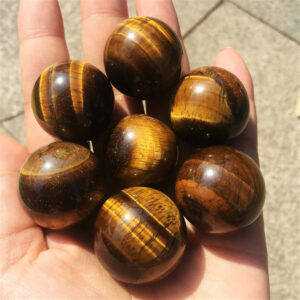 Crystal Healing~7pcs Yellownatural tiger eye stone sphere energy quartz crystal ball reiki healing spar help with meditation 20-22mm