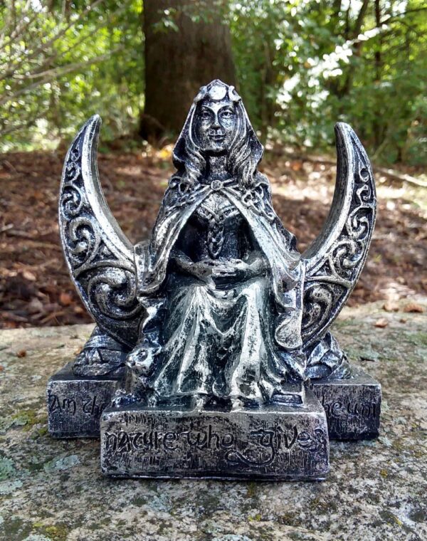 Small Moon Goddess Statue Silver Finish
