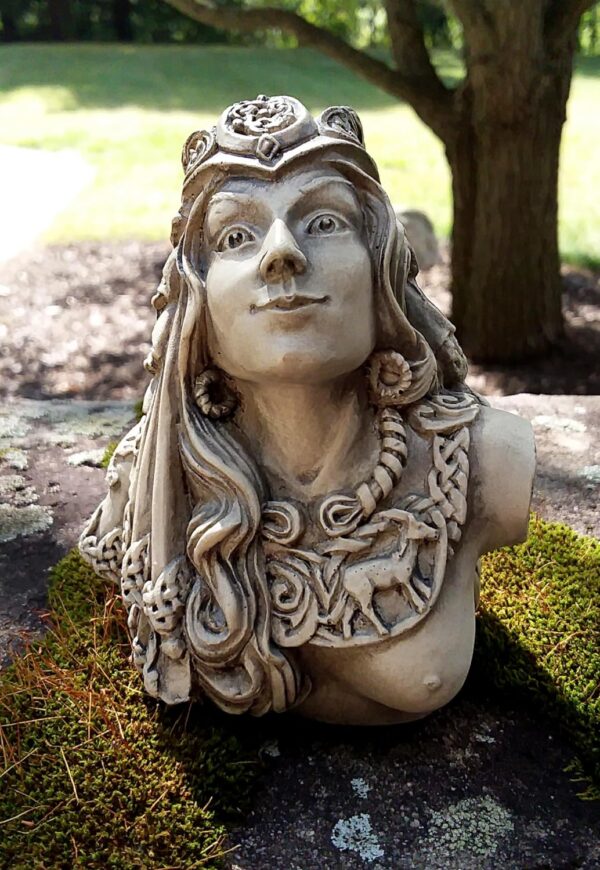 Small Goddess Rhiannon Bust Statue in Stone Finish