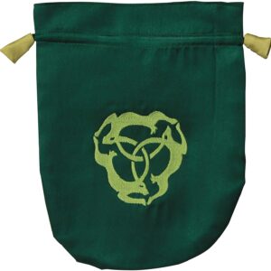 Green Satin Triple Hare Tarot/Rune Bag