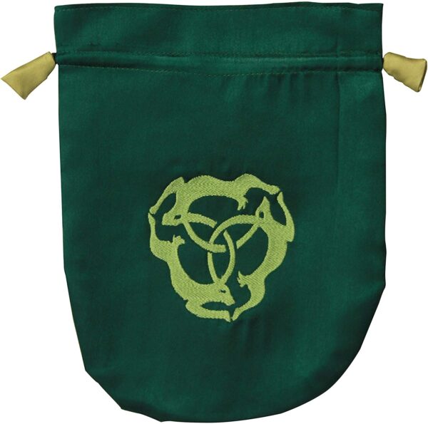Green Satin Triple Hare Tarot/Rune Bag