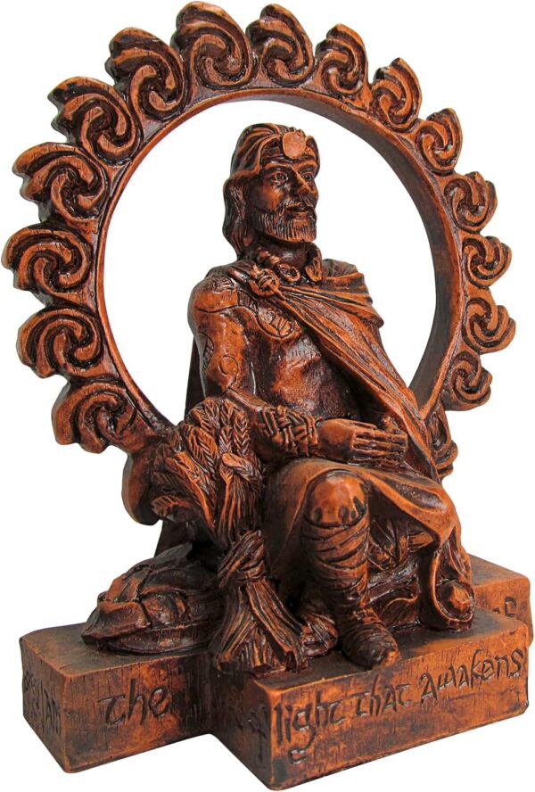 Small Celtic God Lugh Statue Wood Finish