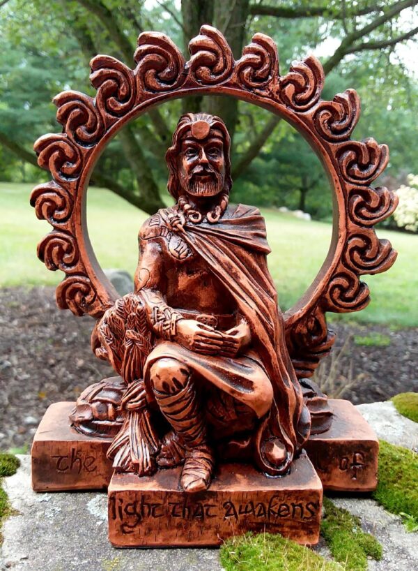 Small Celtic God Lugh Statue Wood Finish