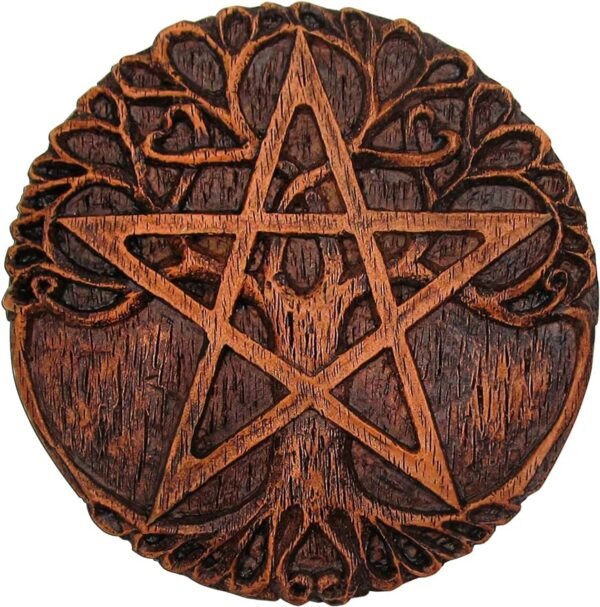 Small Tree Pentacle Wall Plaque Wood Finish