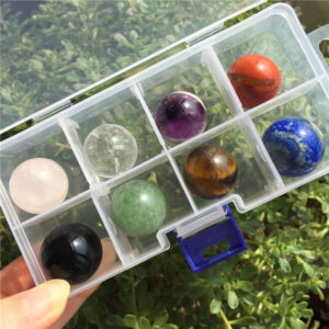 Crystal Healing~8pcs Natural Crystals Stone Amethyst Lapis lazuli Healing Gemstone Rock Mineral Crystal Bead Home Decoration Ball gift