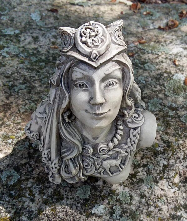 Small Goddess Rhiannon Bust Statue in Stone Finish
