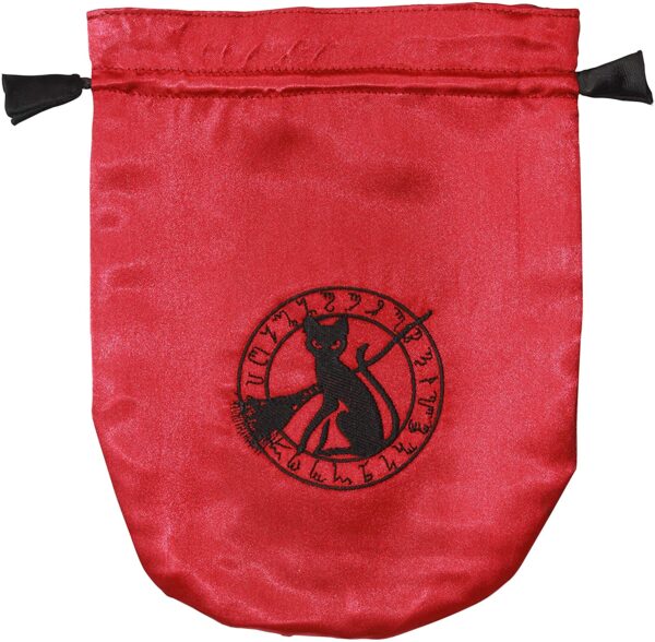 Red Satin Black Cat Tarot/Rune Bag