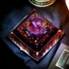 Orgone Pyramid~Orgonite Natural Amethyst Pomegranate Stone Pyramid Improvement Business MineralCrystal Chakra Healing