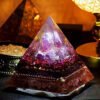 Orgone Pyramid~Orgonite Natural Amethyst Pomegranate Stone Pyramid Improvement Business MineralCrystal Chakra Healing
