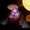 Orgone Pyramid~Orgonite Natural Amethyst Pomegranate Stone Pyramid Improvement Business MineralCrystal Chakra Healing